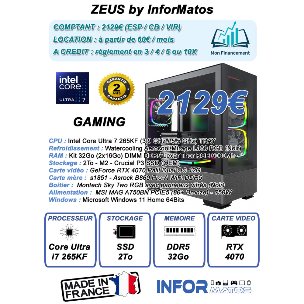 Ordinateur Gamer ZEUS by InforMatos Ordinateur Gamer ZEUS by InforMatos