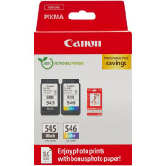 Canon PG-545/CL-546 M/Y/C/BK + 50x Papiers photo (Pack couleur et noir) - 1FO