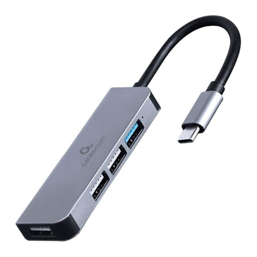 Hub USB-C 3.1 CableXpert - 4 ports (Gris) - UHB-CM-U3P1U2P3-01 - 1FO Hub USB-C 3.1 CableXpert - 4 ports (Gris) - UHB-CM-U3P1U2P3-01 - 1FO