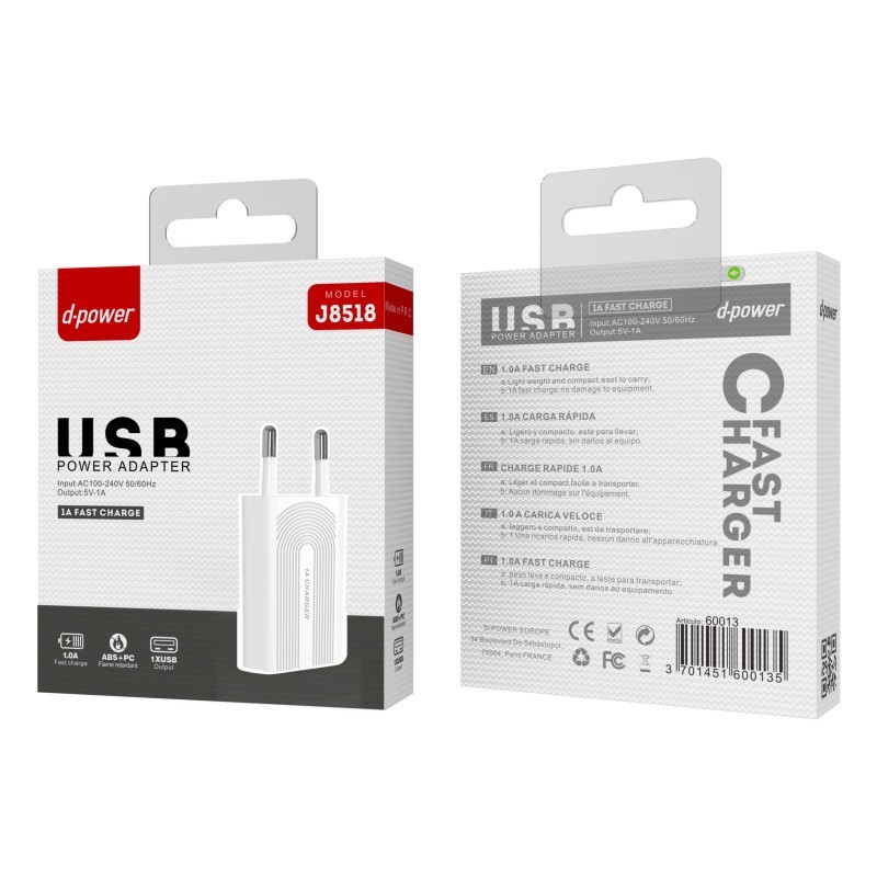 D-POWER 5W Adaptateur Secteur USB (J8518) - LCDP