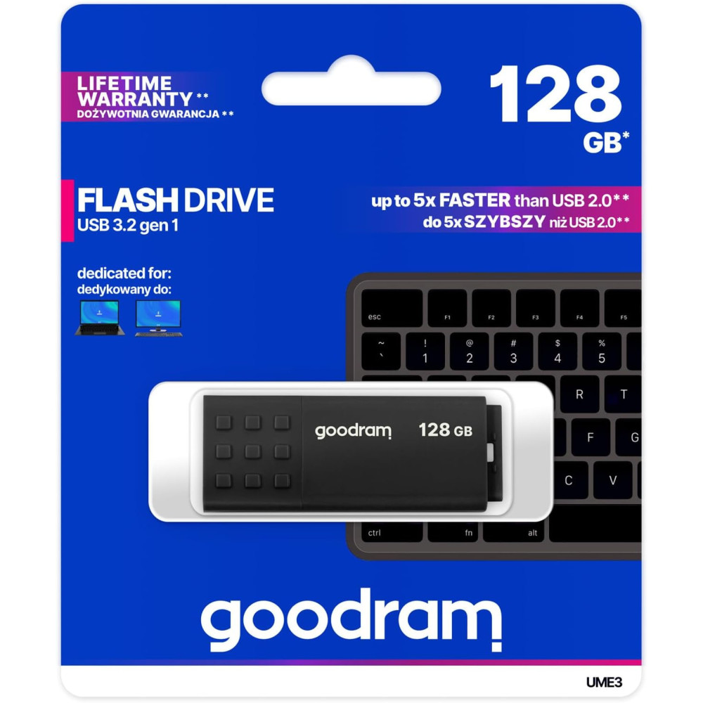 128Go - Clé USB Goodram UME3-1280K0R11 USB3.0 Noir - MOB 128Go - Clé USB Goodram UME3-1280K0R11 USB3.0 Noir - MOB