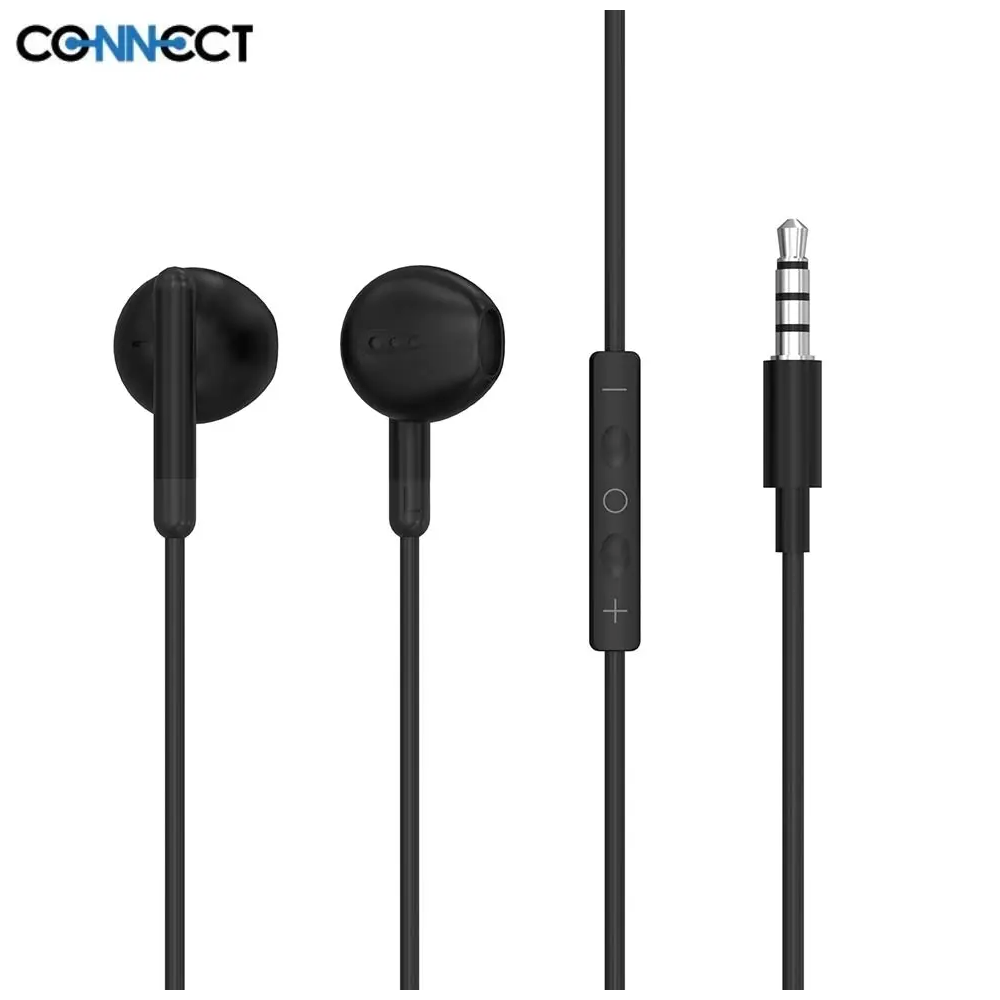 Écouteurs Filaires Jack 3.5mm CONNECT MC-EFNJ01 Noir - MOB Écouteurs Filaires Jack 3.5mm CONNECT MC-EFNJ01 Noir - MOB
