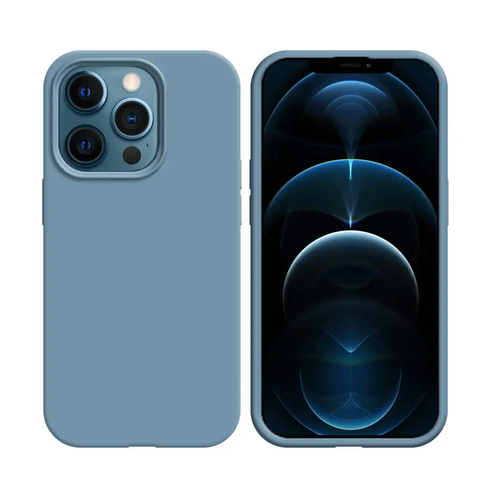 Coque Silicone Compatible pour Apple iPhone 13 Pro Max Bleu Acier - MOB Coque Silicone Compatible pour Apple iPhone 13 Pro Max Bleu Acier - MOB