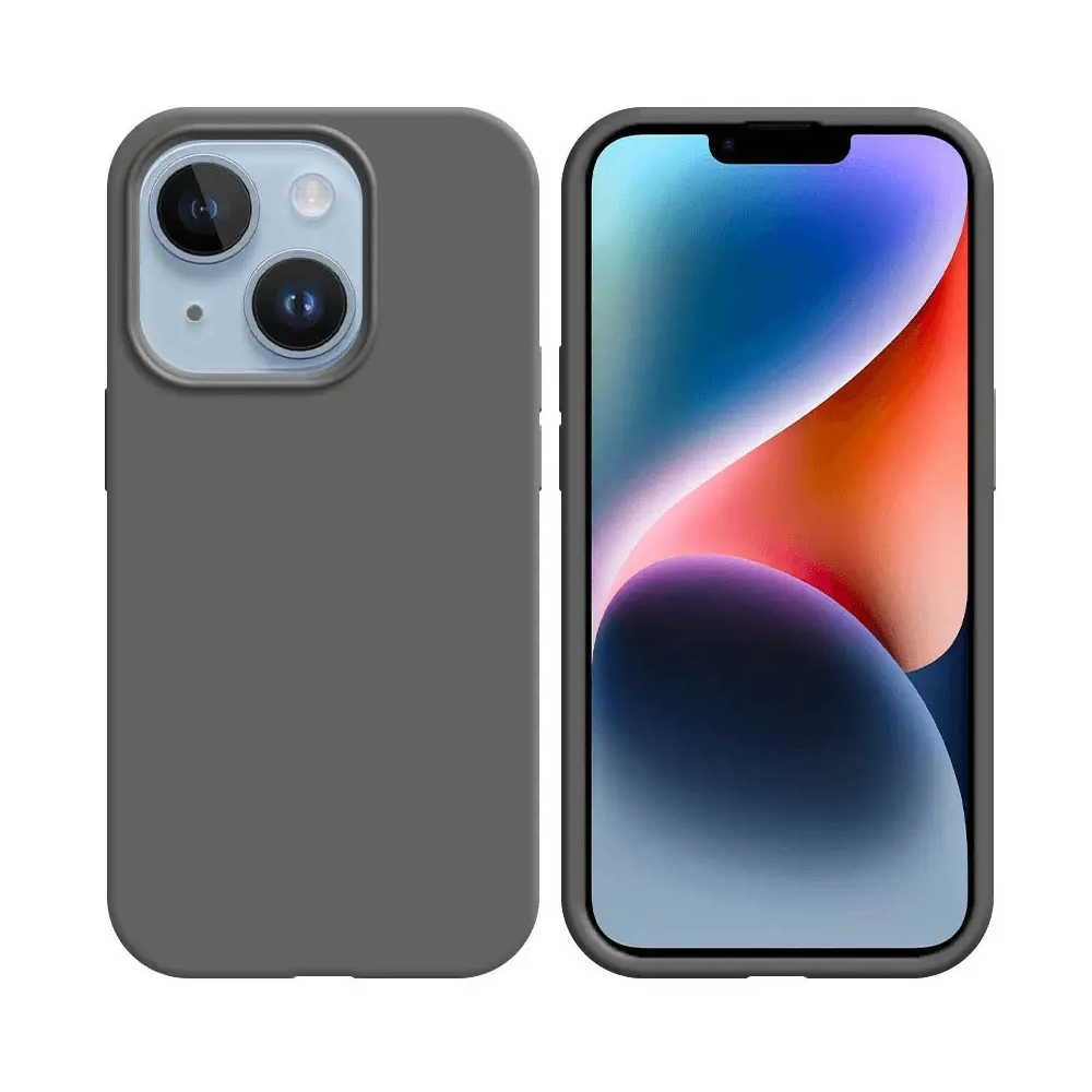 Coque Silicone Compatible pour Apple iPhone 14 Plus Gris Foncé - MOB Coque Silicone Compatible pour Apple iPhone 14 Plus Gris Foncé - MOB