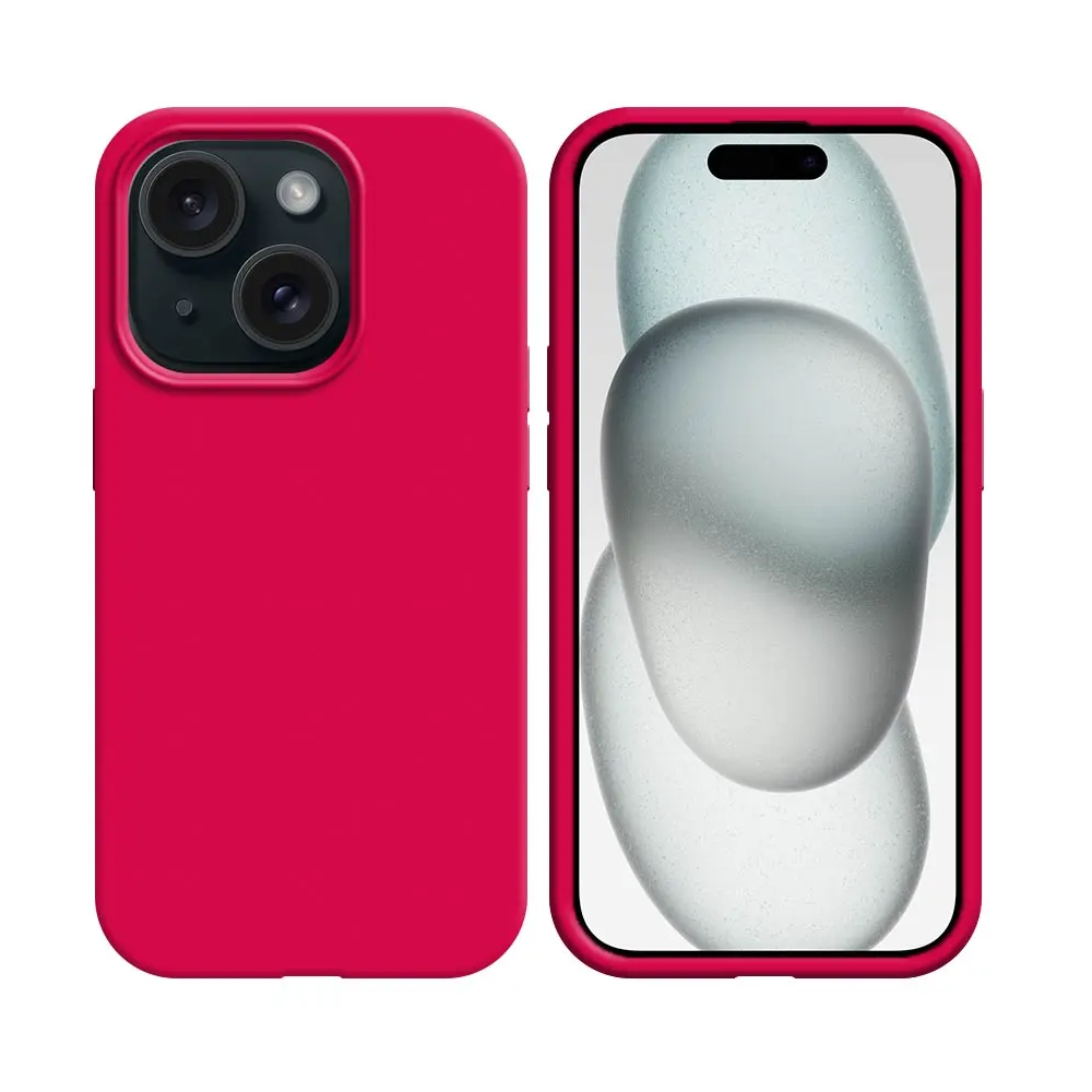 Coque Silicone Compatible pour Apple iPhone 15 Plus Rose Vif - MOB Coque Silicone Compatible pour Apple iPhone 15 Plus Rose Vif - MOB