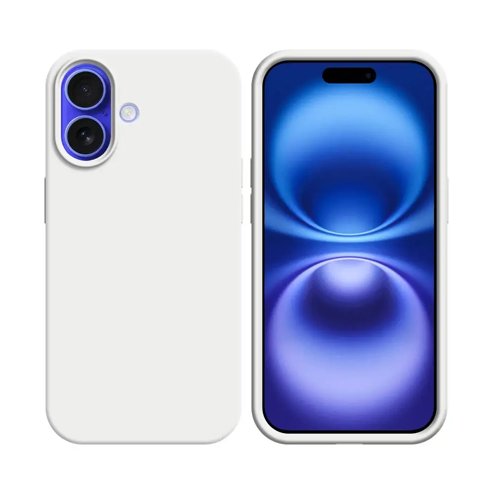 Coque Silicone Compatible pour Apple iPhone 16 Plus Blanc - MOB Coque Silicone Compatible pour Apple iPhone 16 Plus Blanc - MOB