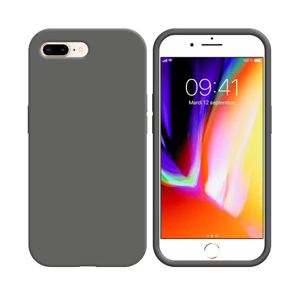 Coque Silicone Compatible pour Apple iPhone 7 Plus/iPhone 8 Plus Gris Foncé - MOB Coque Silicone Compatible pour Apple iPhone 7 Plus/iPhone 8 Plus Gris Foncé - MOB