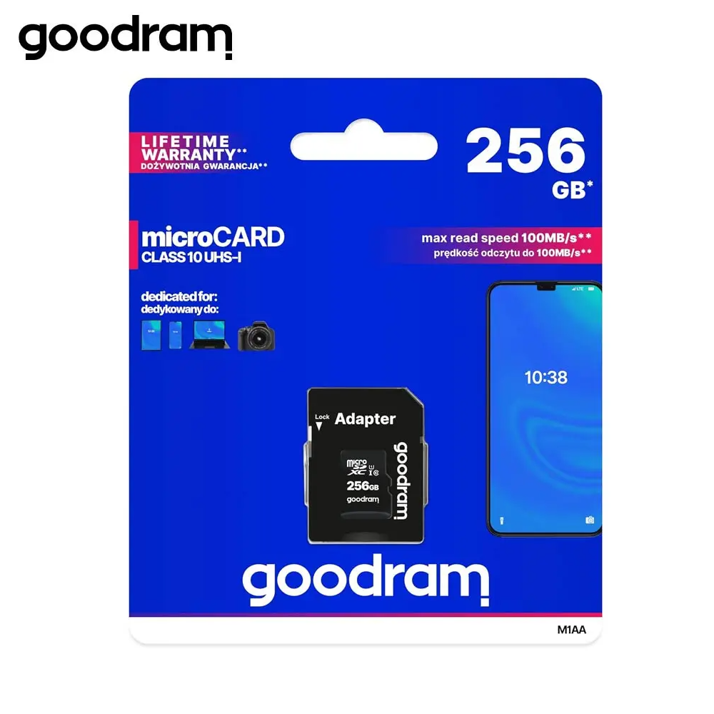Carte Mémoire Goodram SD CARD (256Go) Class 10 UHS-I +Adaptateur -  M1AA-2560R12 - MOB