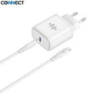 Chargeur Secteur USB-C CONNECT Charge Rapide 25W avec Câble Data Type-C vers Type-C (1m) Blanc - MOB