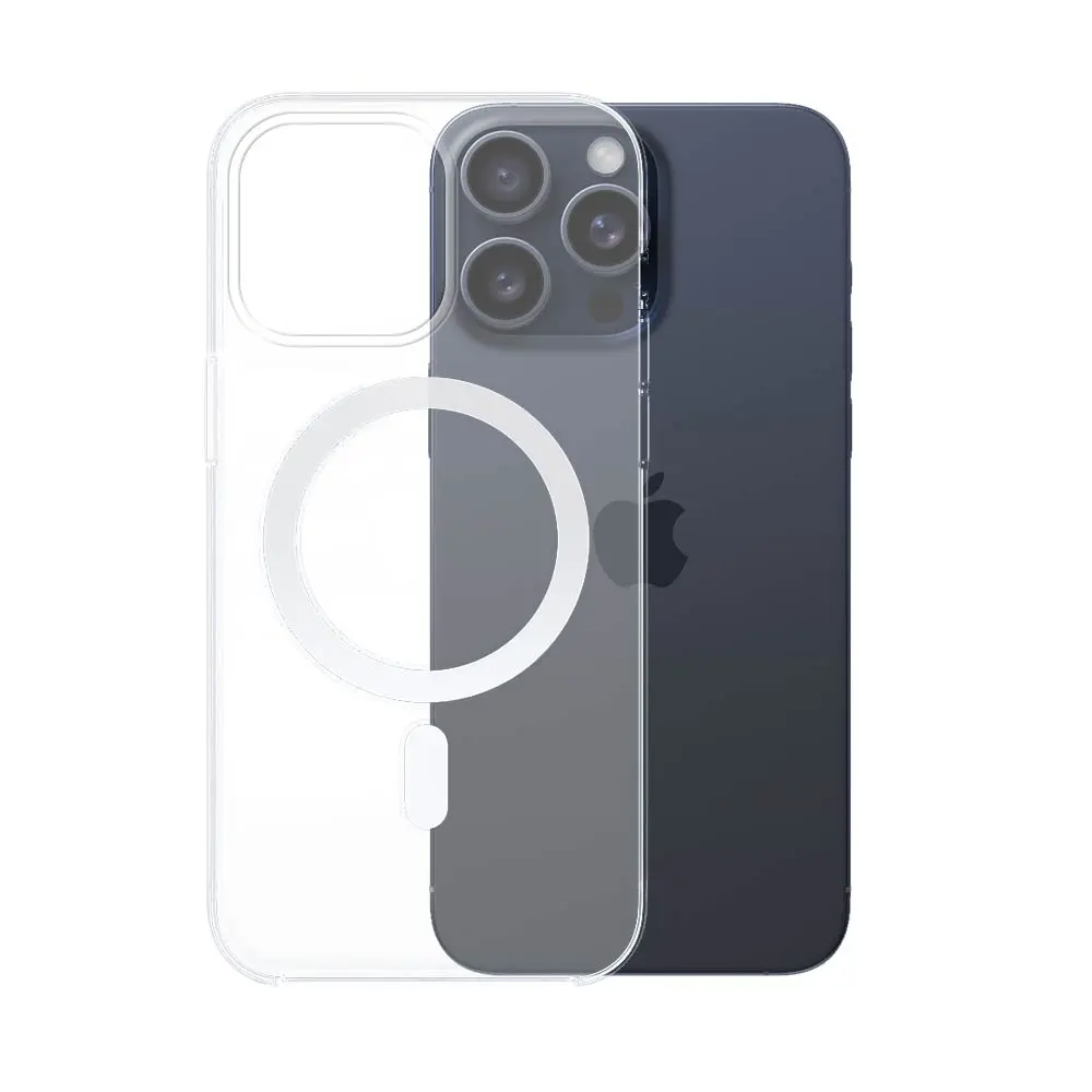 Coque Silicone MagSafe Compatible pour Apple iPhone 15 Pro Max Transparent - MOB