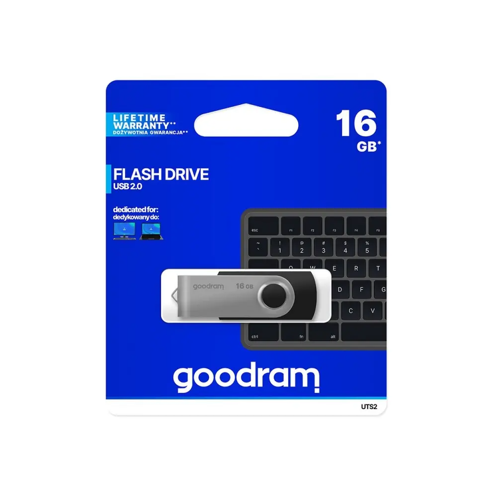 16Go - Clé USB Goodram UTS2 Flash Drive USB 2.0 (16Go) - UTS2-0160K0R11 - Noir - 1FO