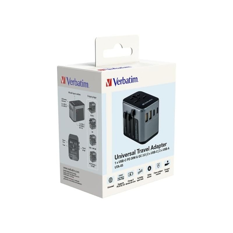 Adaptateur de voyage Verbatim UTA-03 - 1FO Adaptateur de voyage Verbatim UTA-03 - 1FO
