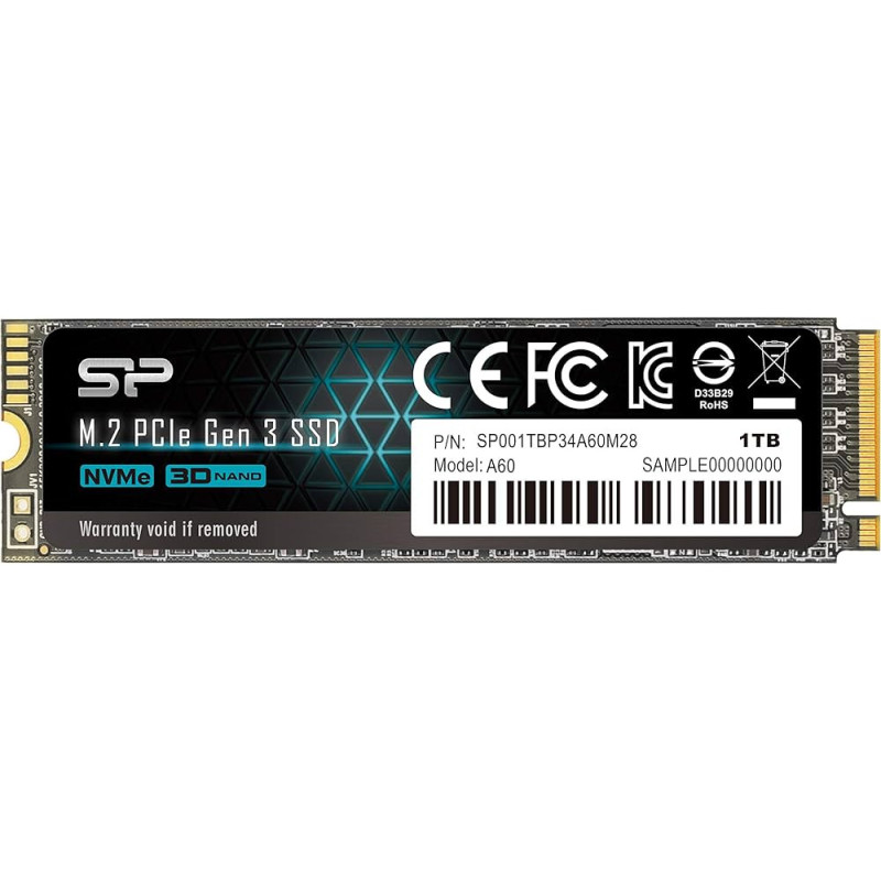 1To - M2 NVMe 2280 - SSD Silicon Power A60 TYPE 2280 - 1FO