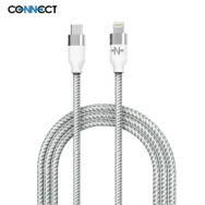 Câble Data Type-C vers Lightning CONNECT MC-CLB3 Nylon Tressé 20W (1m) Blanc - MOB