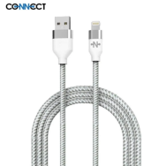 Câble Data USB vers Lightning CONNECT MC-CLB4 Nylon Tressé 12W (1m) Blanc - MOB