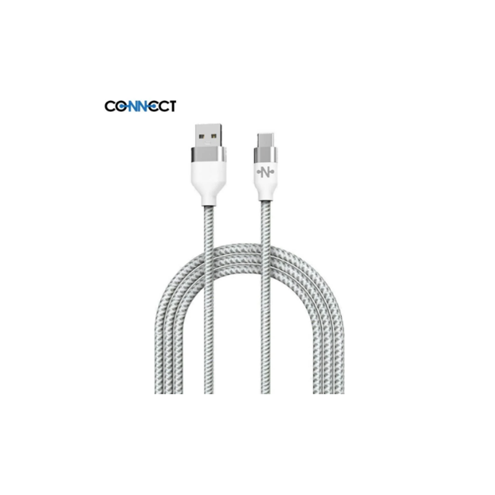 Câble Data USB vers Type-C CONNECT MC-CCB4 Nylon Tressé 15W (1m) Blanc - MOB