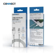 Câble Data USB vers Type-C CONNECT MC-CCB4 Nylon Tressé 15W (1m) Blanc - MOB
