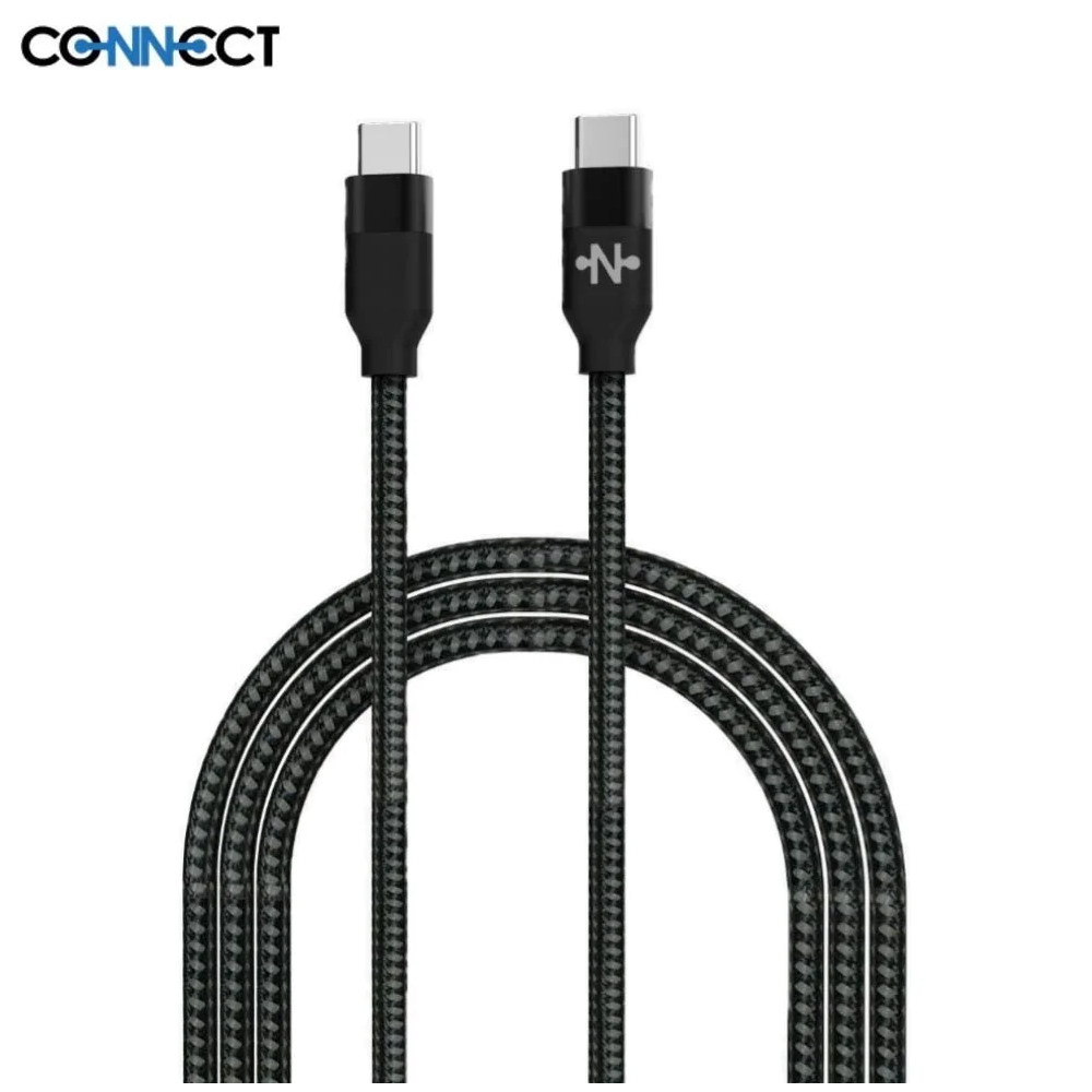 Câble Data Type-C vers Type-C CONNECT MC-CCB3 Nylon Tressé 60W (1m) Blanc - MOB Câble Data Type-C vers Type-C CONNECT MC-CCB3 Nylon Tressé 60W (1m) Blanc - MOB