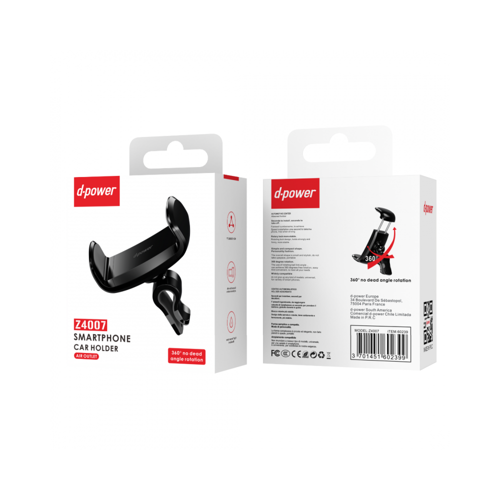 Support Téléphone Voiture Universel - D-power Z4007 - Noir - LCDP Support Téléphone Voiture Universel - D-power Z4007 - Noir - LCDP