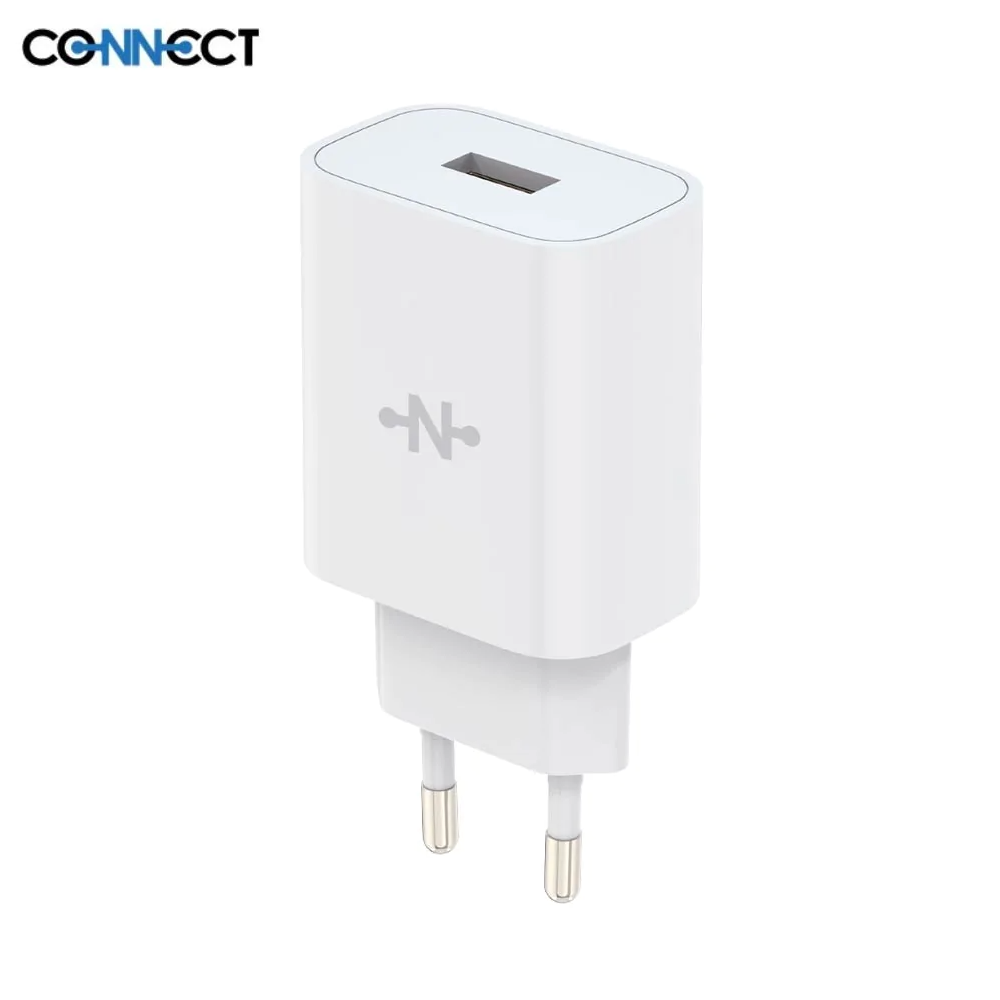Chargeur Secteur USB CONNECT MC-CBA18W Charge Rapide 18W QC3.0 Blanc - MOB